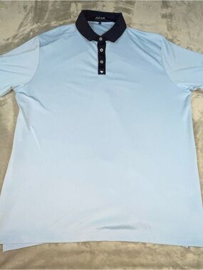 Bad Birdie Mens Light Blue Polo with Navy Collar XXL Performance Golf